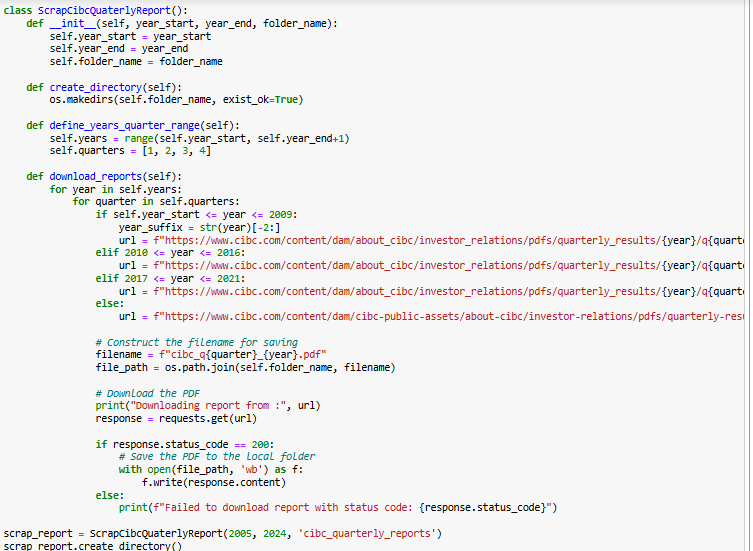 ScrapCibcQuaterlyReport Class