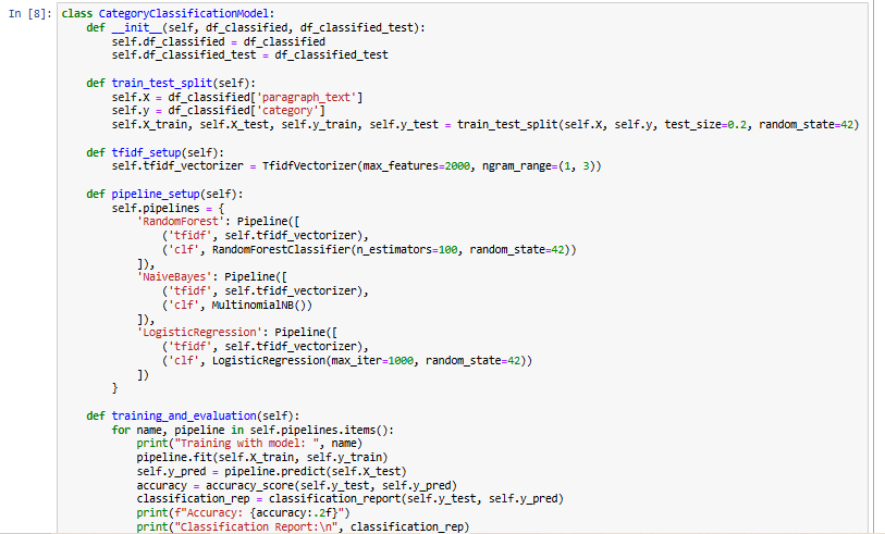 classification model with tfidf