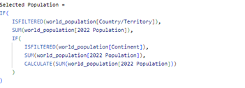 selected population card
