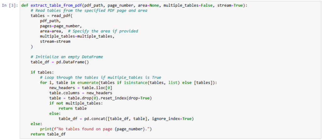 data extraction function
